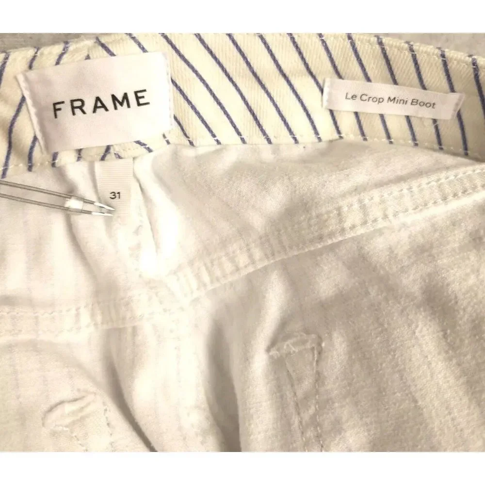 Frame Womens Le Crop Mini‎ Boot Shorts 31 White Stripes